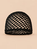 Gorro fino de mujer de rejilla de algodón para verano, color negro, vista frontal