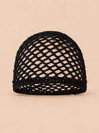 Gorro fino de mujer de rejilla de algodón para verano, color negro, vista frontal