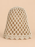 Gorro liso de rejilla calada para primavera, color beige, vista frontal en la fotografía del producto