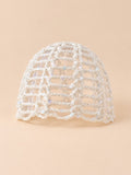 Gorro de mujer de rejilla brillante a ganchillo con lentejuelas, color blanco, vista frontal