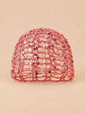 Bonnet résille à sequins au crochet, coloris rose, vue de face