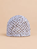 Gorro de rejilla calada con lentejuelas de estilo coreano, variante A-BLANCO, fotografiado de frente