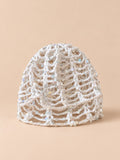 Gorro calado de rejilla con lentejuelas, estilo coreano, modelo B-blanco, color blanco, vista frontal