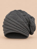 Bonnet slouchy femme ample pour le ski, gris, vue de face