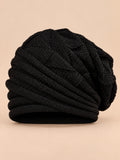 Bonnet slouchy femme ample pour le ski, noir, vue de face