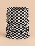 Gorro bordado de punto grueso cálido para invierno, colores negro y blanco, vista frontal