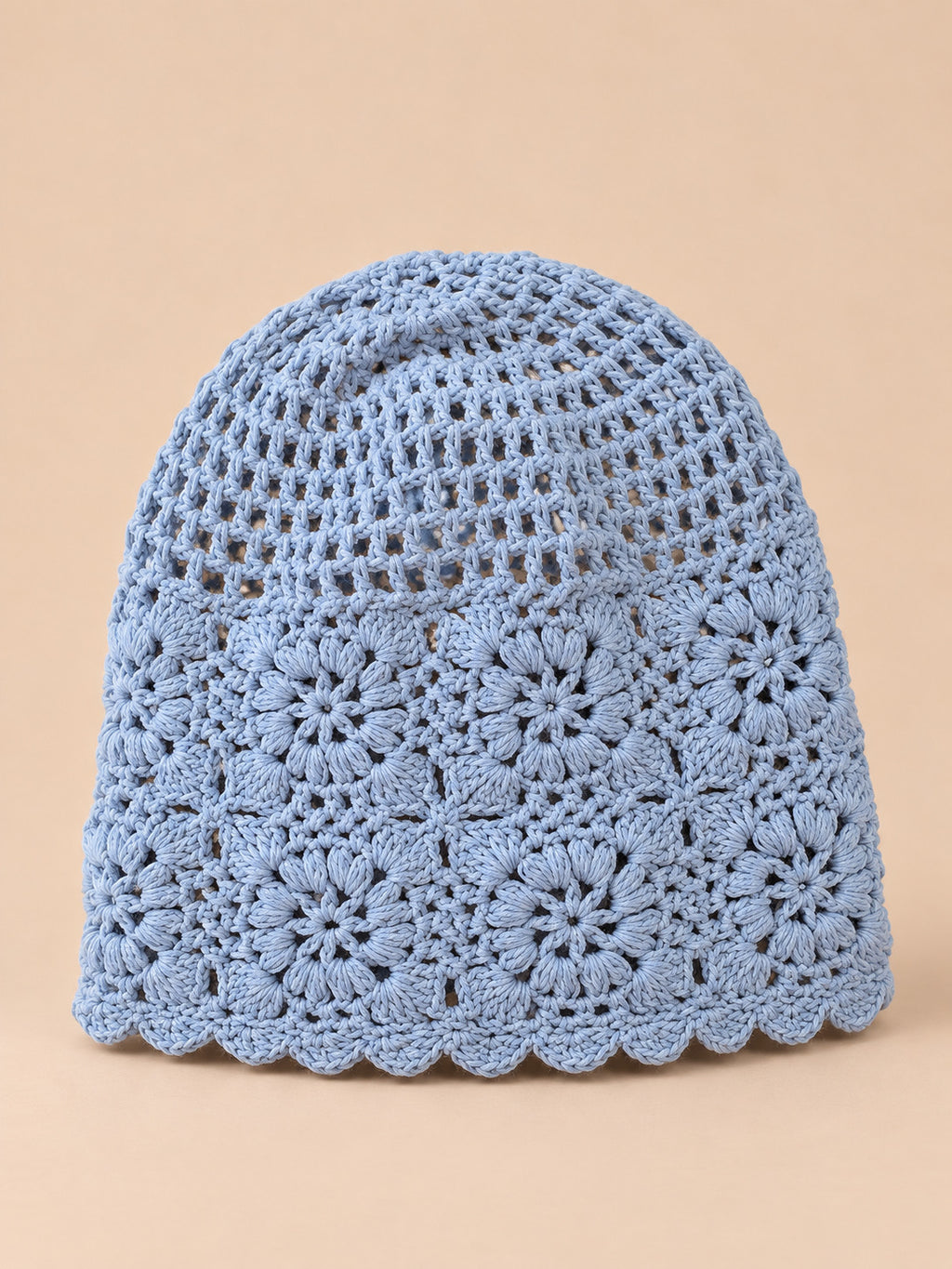 Gorro turbante de mujer de rejilla con canalé: 6 colores, color azul, vista frontal