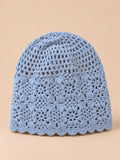 Gorro turbante de mujer de rejilla con canalé: 6 colores, color azul, vista frontal