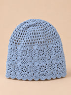 Gorro turbante de mujer de rejilla con canalé: 6 colores, color azul, vista frontal