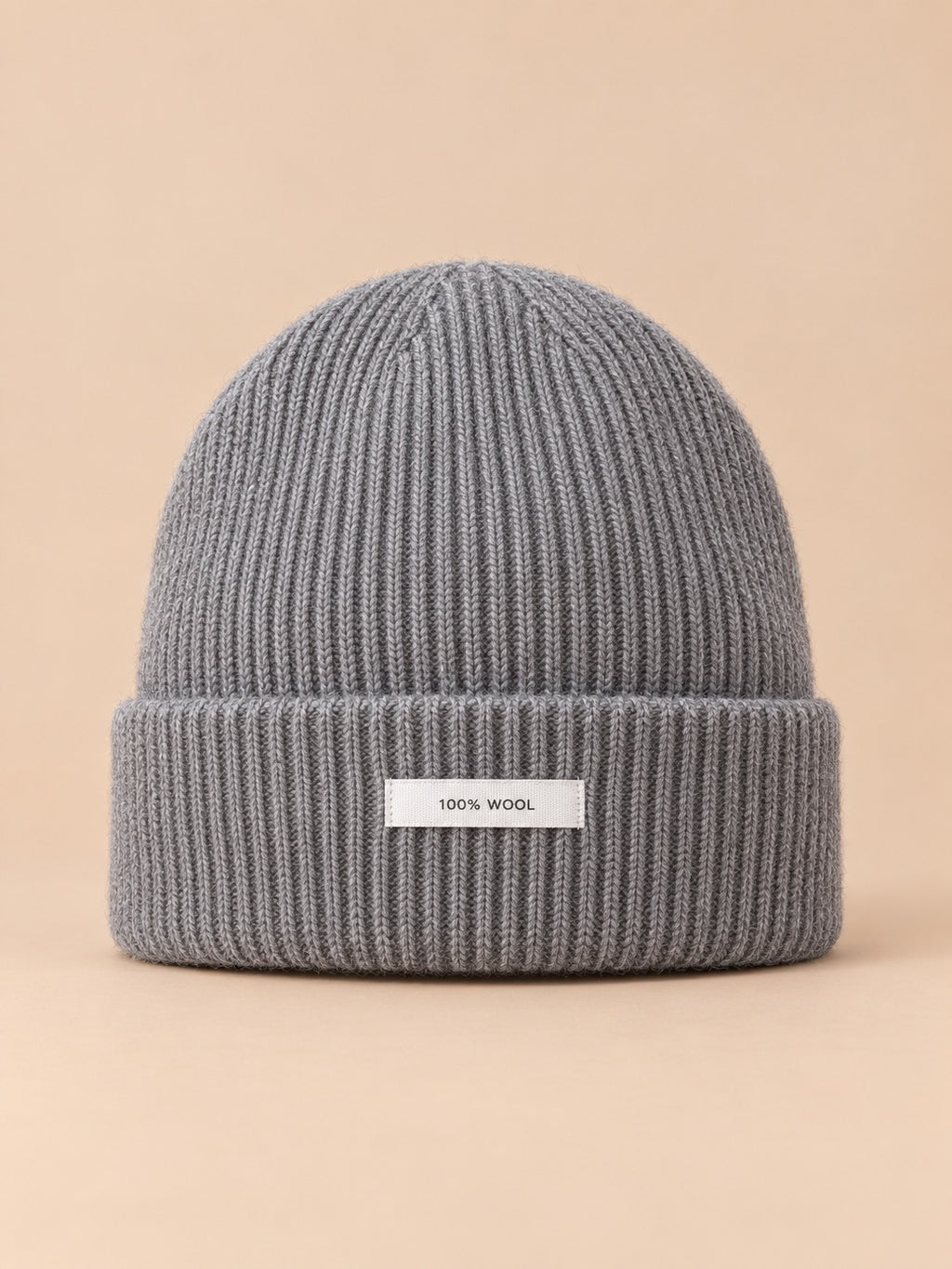 Bonnet WinvyNee en pure laine côtelée, gris, vue de face