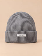 Bonnet WinvyNee en pure laine côtelée, gris, vue de face