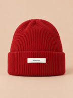 Bonnet WinvyNee en pure laine côtelée, rouge, vue de face